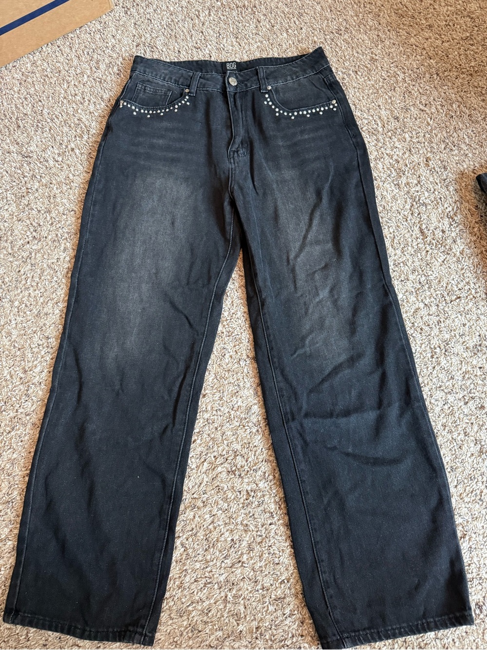 BDG Urban Outfitters Black Studded Wide Leg Baggy Jeans Size 31